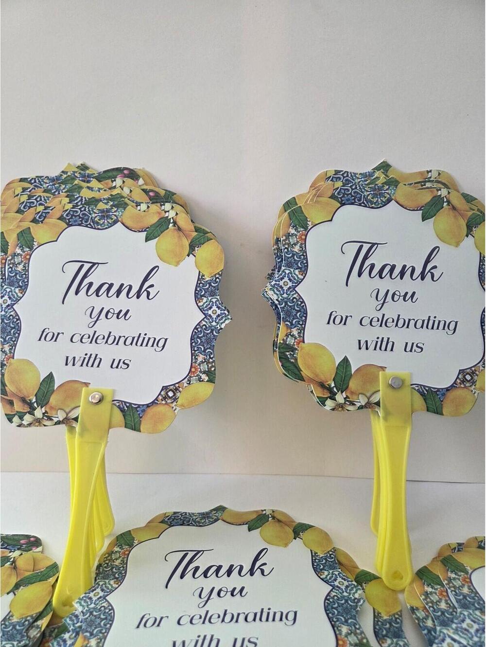 Wedding/Newlywed Lemon Hand Fans NWOT